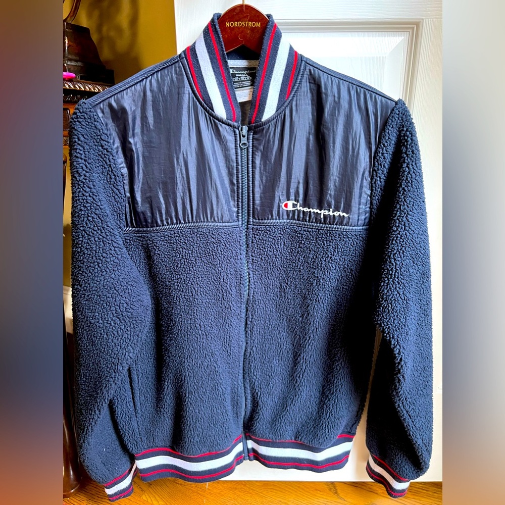 Champion Fleece Baseball Jacket Men’s Small-Navy
